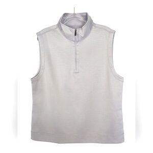 Hickey Freeman Large Stretch Vest Lavender/White Fine Stripes Half Zip